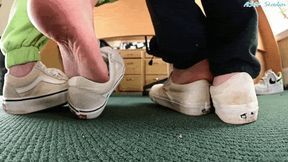 College Girls shoe playing, in and out of their sneakers - MP4