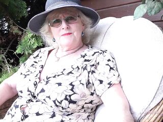 Aunt Judy's - 66yo Shaggy Aged GILF Mrs. Claire Sucks Your Dick in the Garden (POV)