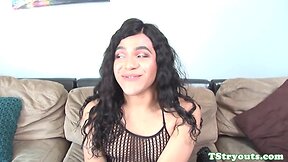 Tantalizing TGirl Tease: Fetish Audition with Tattooed Solo Masturbation