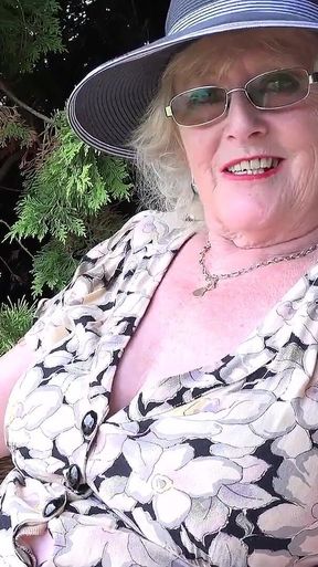 Auntjudys - 66yo Hairy Mature GILF Mrs. Claire Sucks Your Cock in the Garden (pov)