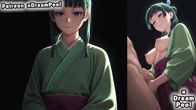 Maomao’s big tits swallowed whole in rough apothecary blowjob