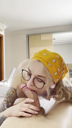 Fast morning blowjob with cumshot on my glasses