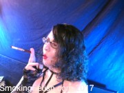 smoking with holder and lace gloves