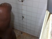 Chubby black boy shakes big ass and showers