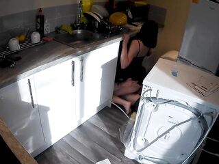 Wife seduces a plumber in the kitchen whilst spouse at work.