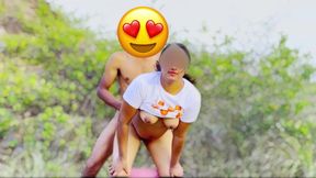 Desi village girl is having sex with neighbor in the jungle, full Hindi audio