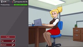 Bimbo secretary with huge tits fucked in mini skirt and heels