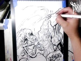 Facial Explosion creates Goo Comet in the night sky - lightbox erotic drawing creation by Drenched