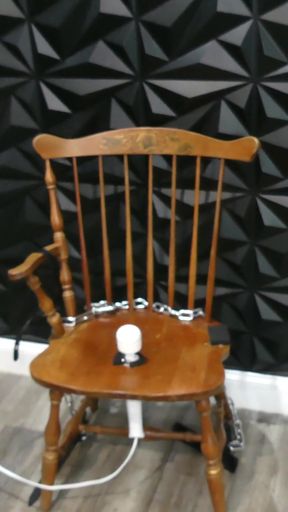 Tied Teen in Her Sexy Black Lingerie Loves the Vibrator Chair