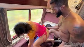 Getting face-fucked by a stoned cutie on a moving train