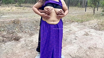 Indian Couple Public Sex - Cute Desi Wife&#039_s Saree Blouse Removed and Boobs Played in Outdoor Village