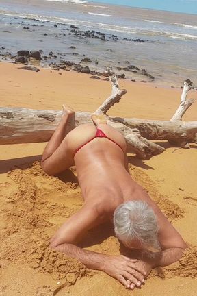 Ladysilva in Panties on the Beach What a Hot Ass Wanting a Male to Fuck