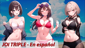 JOI hentai, tres amigas quieren masturbarte, en espa&ntilde_ol.