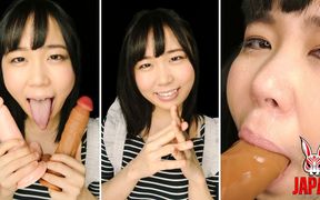Ena Yuzuriha Takes the Dildo Deep, Warm Saliva Dripping as She Looks up with Teary Eyes - POV