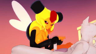 Pokemon - Vespiquen jerks Mewtwo - 3D Hentai