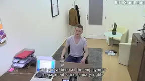 Twink cums in a glass during a casting