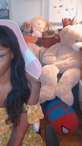 Ebony Trans Girl Next Door Vanniall Lifts Her Sundress to Masturbate Her Big Cock - Webcam Show with Self Facial Cumshot