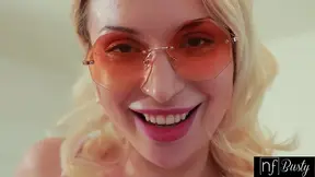 Busty blonde Vera Jarw surprises lover with her massive juicy tits and