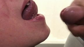 Cumshot in Mouth Close up