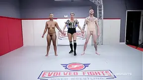Naked wrestling goddess gets manhandled by Cody Carter