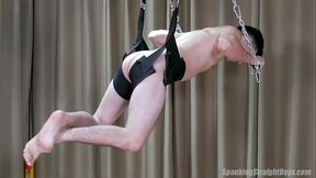 Straight College Boy Suspended and Spanked