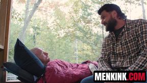 Beefy Heath Halo trains Brody Fox as his new rope bondage cabin toy