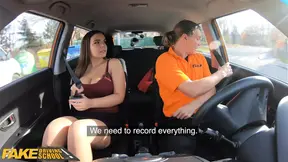 Hot Driving School Curvy brunette Sofia Lee sucks coffee
