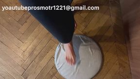 First-person view, Nastya in dirty sneakers tramples the pillows, wipes her feet on them, leaving a lot of dirt foot fetish and trampling and crush fetish with sadistic girl