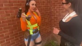 Lesbian builder fucks office girlfriend