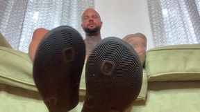 Giant uses his HUGE feet to rub tinys cock with cum countdown