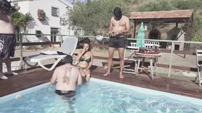 FUN and Humiliation and PAIN of slaves in the pool