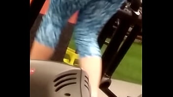 ass in blue leggings