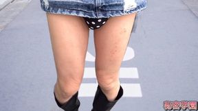 I jacking in microskirt shoes polka dot underpants SecretGakuen