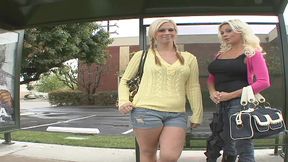 purefilmstv - girls at bus stop get in car and end up making hot lesbian sex