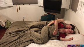 Stepbrother and stepsister sneak into bed for sex during family visit - Erin Electra
