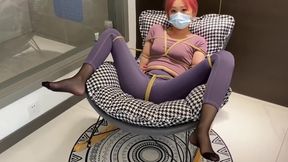 chinese slut crotch rope bondage on chair