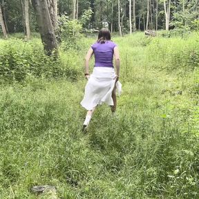 Outdoors &#039;I bet you&#039;d like to fuck me&#039;. Dancing with a dress.