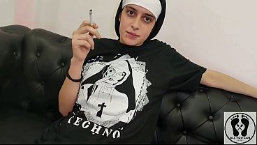 TECHNO NUN WITH CUM ON FACE LICK CROSS SMOKING FETISH PUSSY