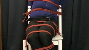 Tony, roped and massively gagged in chairtie escape challenge-WMV