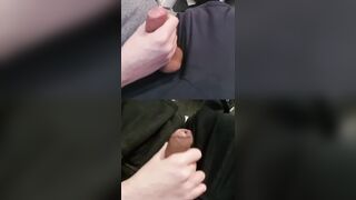Tugging 2 engorged chubby pillars with pre-jizz shining on the tips.