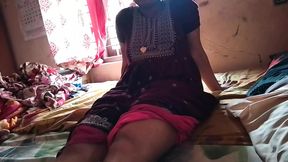 Indian village girl massages her friend&#039;s penis with her feet and rubs it to pleasure her