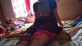 Indian village girl massages her friend&#039;s penis with her feet and rubs it to pleasure her