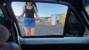 Ely tries to drive the old Chevette in a miniskirt