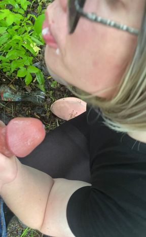 Publicly, in the summer forest, on the face