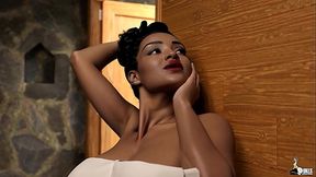 Thick Ebony Babe gets kicked down in her apartment