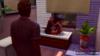 Threesome with my Black Stepbrothers in the Bathtub - Sexual Hot Animations