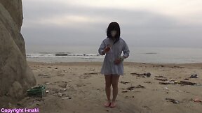 Sissy ijuin maki and micro bikini on the beach (pink)