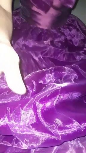 Satin Purple Ballgown Masturbation