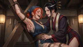 Tickling - medieval tickle interrogation by sensual japanese monk for catholic settler