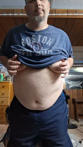 Chubby guy strips and dances
